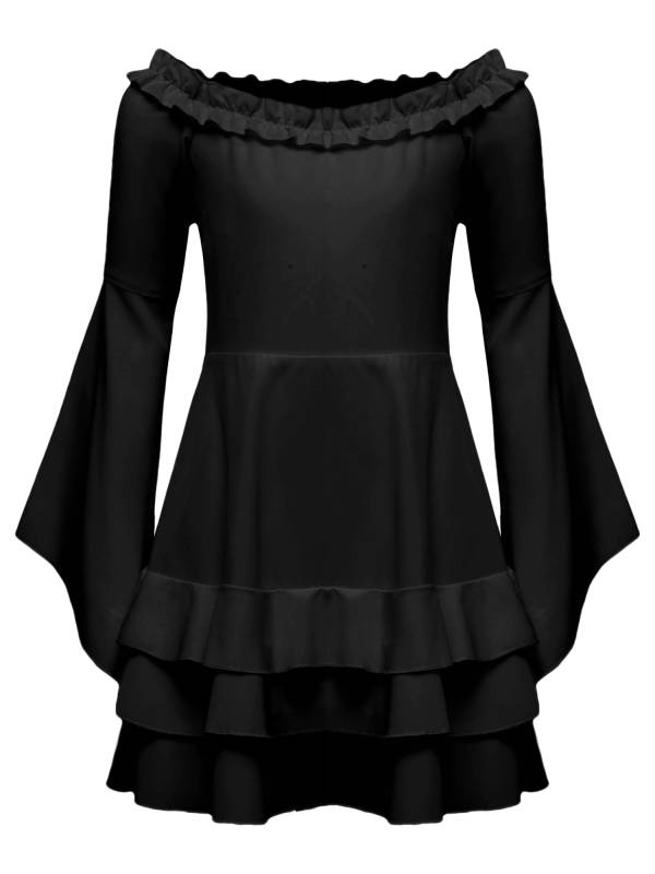 Girls Long Sleeve Off the Shoulder Ruffle Vintage Victorian Pirate Costume Dress thumb