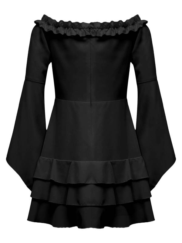 Girls Long Sleeve Off the Shoulder Ruffle Vintage Victorian Pirate Costume Dress thumb