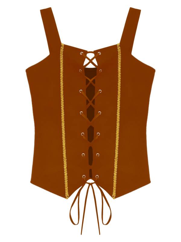 Girls Vintage Lace-up Suede Victorian Pirate Costume Vest thumb