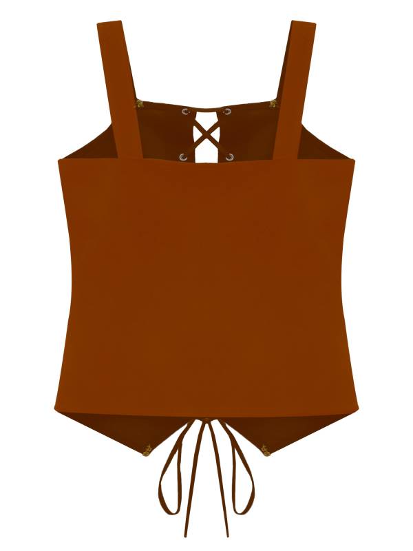 Girls Vintage Lace-up Suede Victorian Pirate Costume Vest thumb