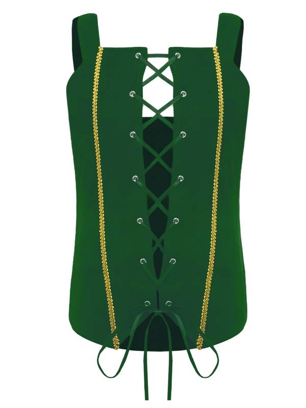 Girls Vintage Lace-up Suede Victorian Pirate Costume Vest thumb