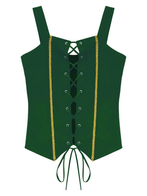 Girls Vintage Lace-up Suede Victorian Pirate Costume Vest thumb