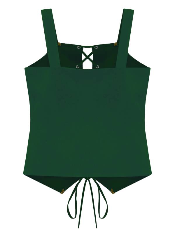Girls Vintage Lace-up Suede Victorian Pirate Costume Vest thumb