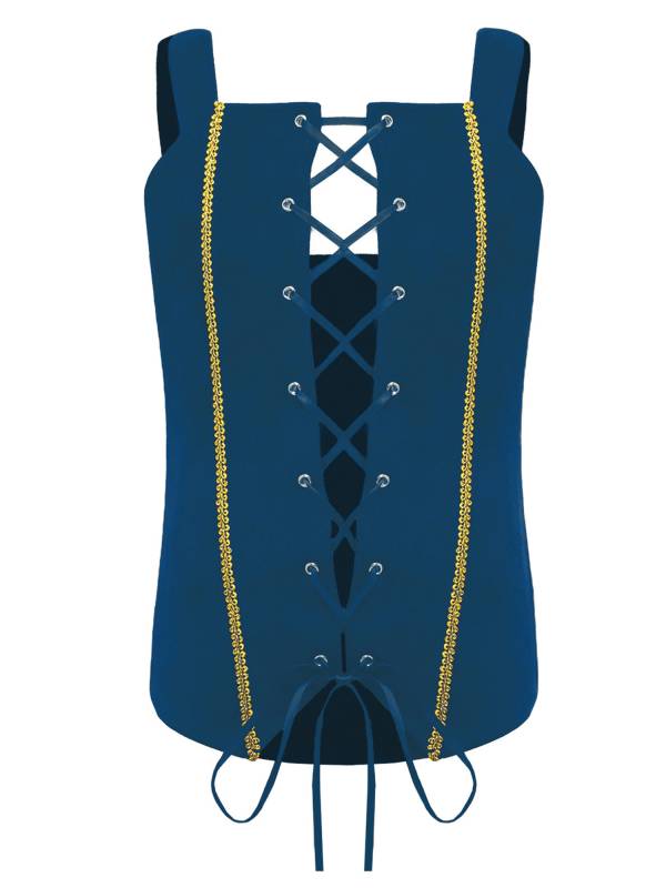 Girls Vintage Lace-up Suede Victorian Pirate Costume Vest thumb