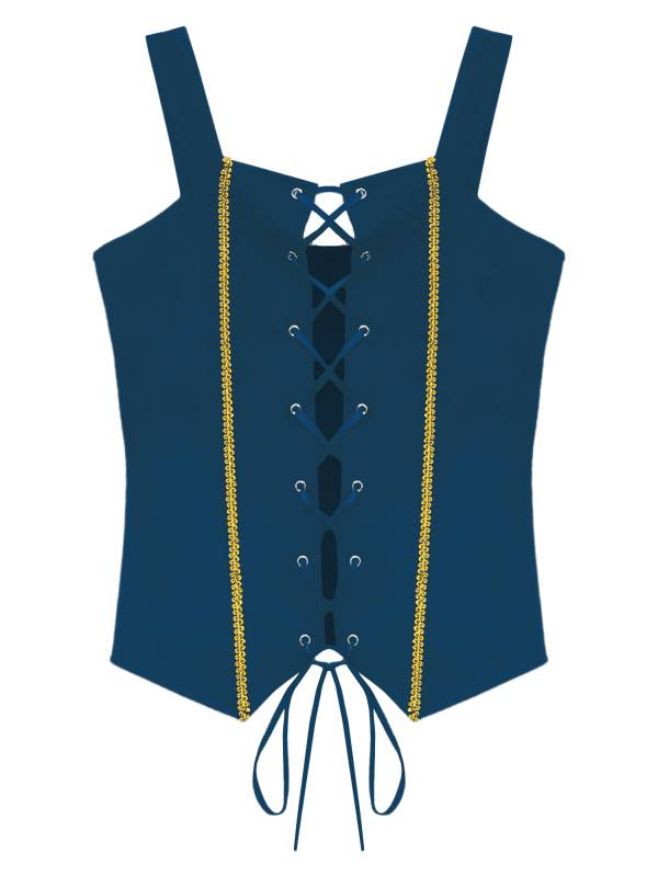 Girls Vintage Lace-up Suede Victorian Pirate Costume Vest thumb