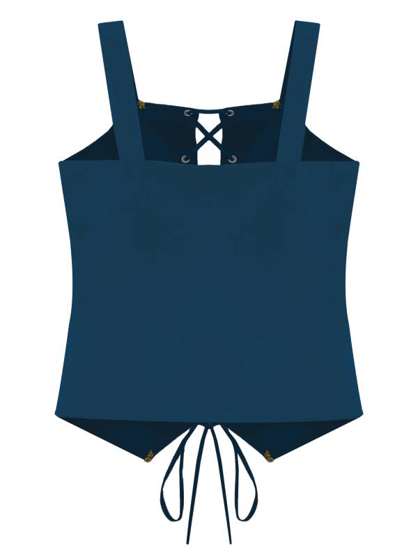 Girls Vintage Lace-up Suede Victorian Pirate Costume Vest thumb