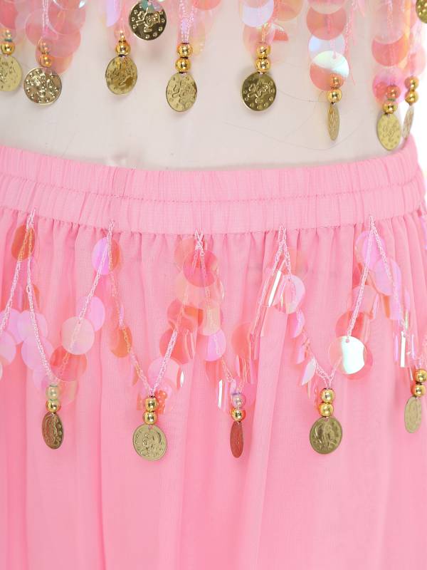 Women 2pcs Sequins Tassel Padded Crop Top and Pants Belly Dance Outfit thumb