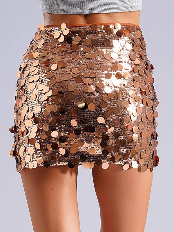 Women Sparkly Sequins Bodycon Mini Skirts for Party thumb
