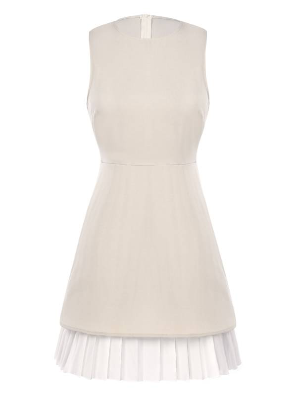 Women Sleeveless Round Neck A-line Mini Party Dress thumb