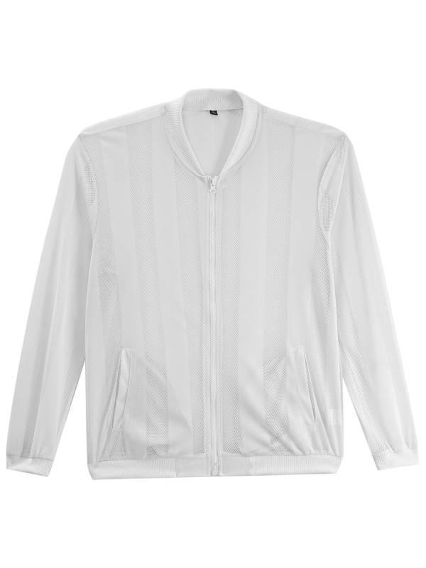 Men Stand Collar Long Sleeve Zipper Sun Protection Sports Jacket thumb