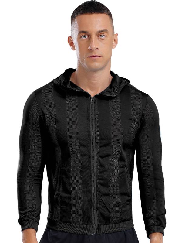 Men Long Sleeve Zipper  Sun Protection Mesh Sports Hoodie thumb