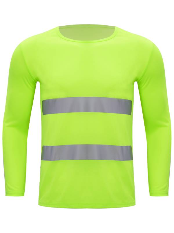 Men Moisture-Wicking Long Sleeves Reflective Stripe Sports T-shirt thumb