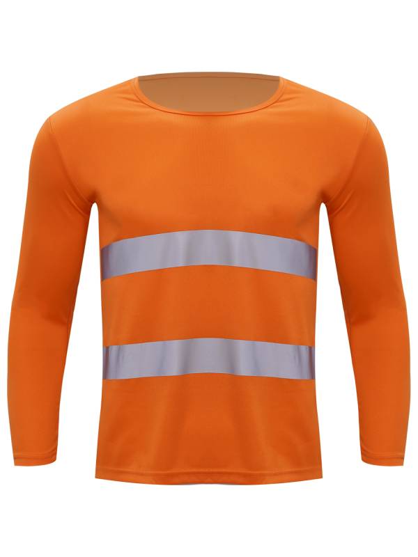 Men Moisture-Wicking Long Sleeves Reflective Stripe Sports T-shirt thumb