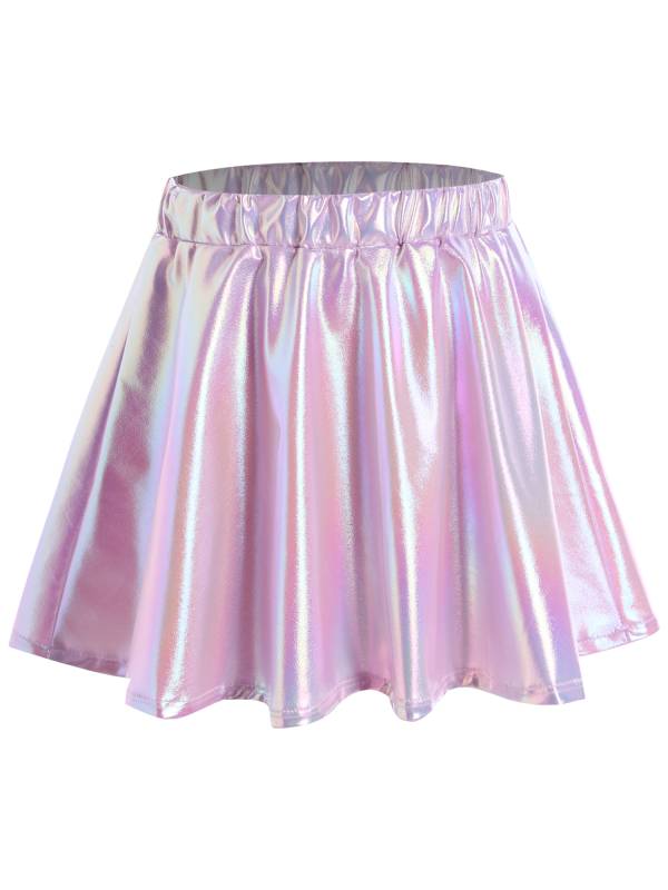 Kids Girls Metallic A-Line Miniskirt for Cheerleading Dance thumb