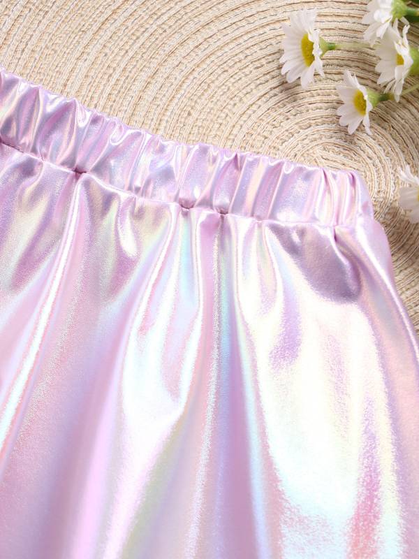 Kids Girls Metallic A-Line Miniskirt for Cheerleading Dance thumb