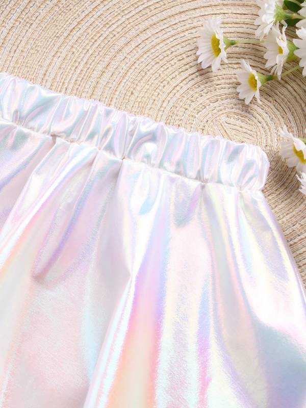 Kids Girls Metallic A-Line Miniskirt for Cheerleading Dance thumb