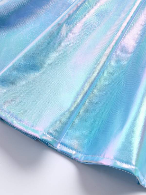 Kids Girls Metallic A-Line Miniskirt for Cheerleading Dance thumb
