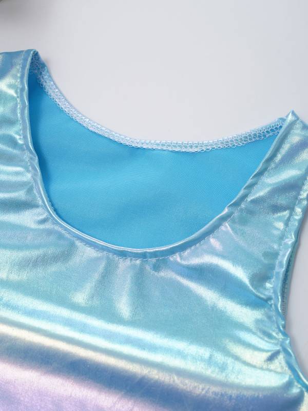 Kids Girls Metallic Sleeveless Jazz Dance Crop Top thumb