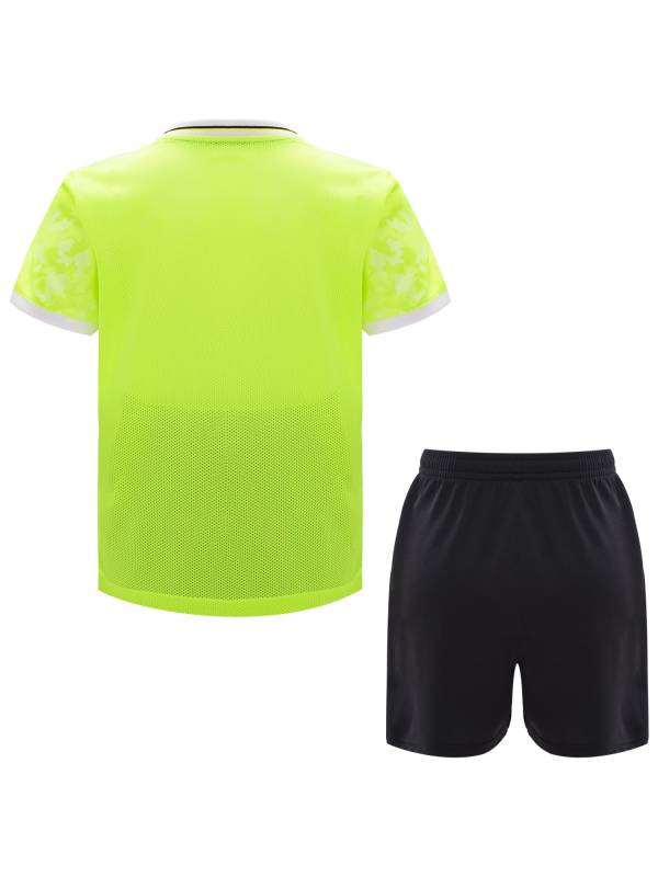 Kids Boys V-neck Short Sleeve Jersey T-shirt and Shorts Football Sports Set thumb