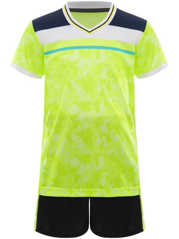 Kids Boys V-neck Short Sleeve Jersey T-shirt and Shorts Football Sports Set thumb