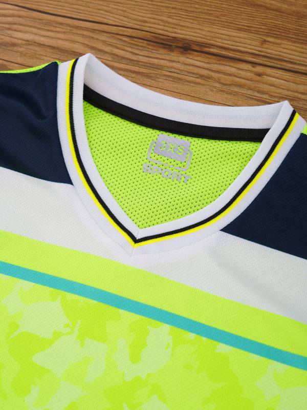Kids Boys V-neck Short Sleeve Jersey T-shirt and Shorts Football Sports Set thumb