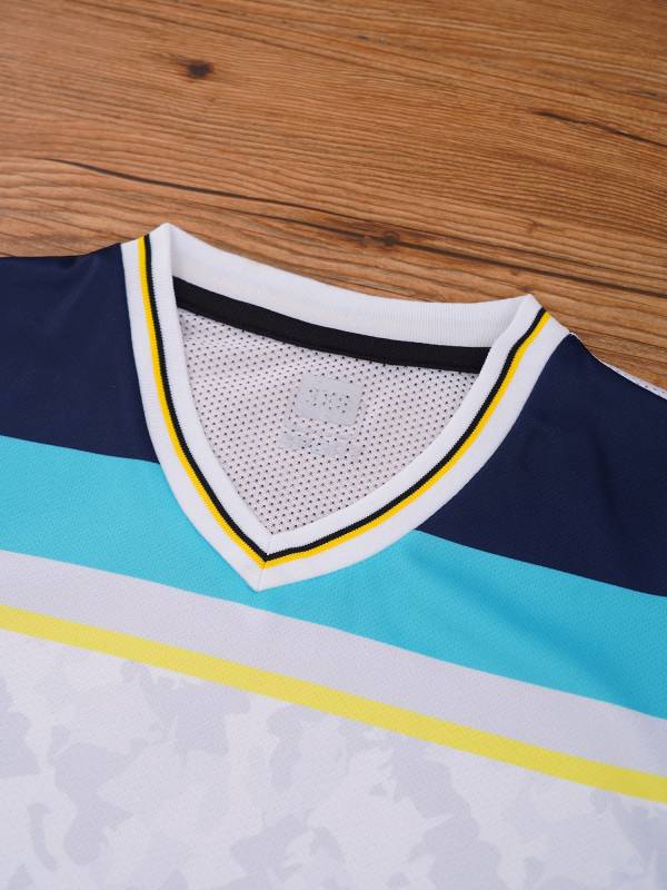 Kids Boys V-neck Short Sleeve Jersey T-shirt and Shorts Football Sports Set thumb