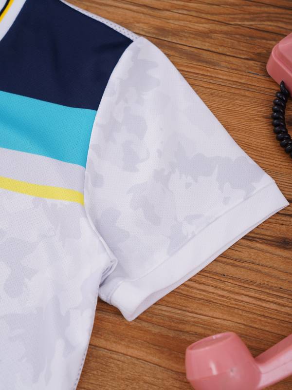 Kids Boys V-neck Short Sleeve Jersey T-shirt and Shorts Football Sports Set thumb