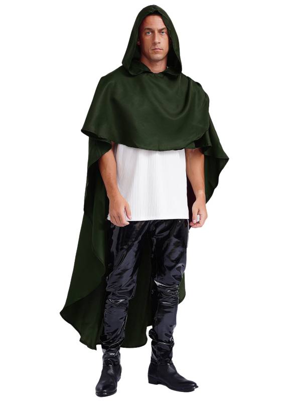 Men Halloween High-low Hem Hooded Cloak Vampire Wizard Gothic Costume thumb