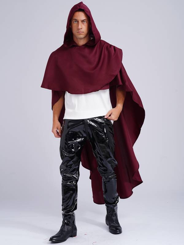 Men Halloween High-low Hem Hooded Cloak Vampire Wizard Gothic Costume thumb