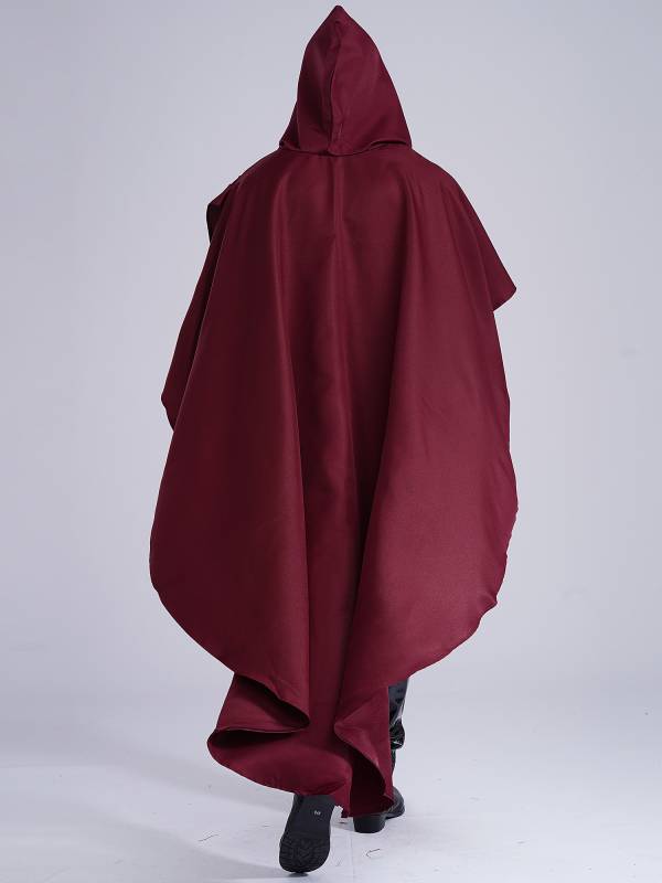 Men Halloween High-low Hem Hooded Cloak Vampire Wizard Gothic Costume thumb