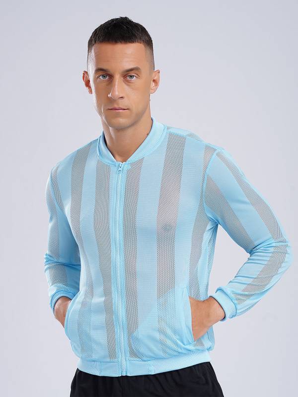 Men Stand Collar Long Sleeve Zipper Sun Protection Sports Jacket thumb
