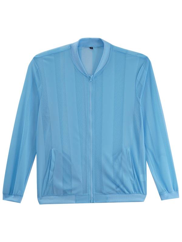 Men Stand Collar Long Sleeve Zipper Sun Protection Sports Jacket thumb