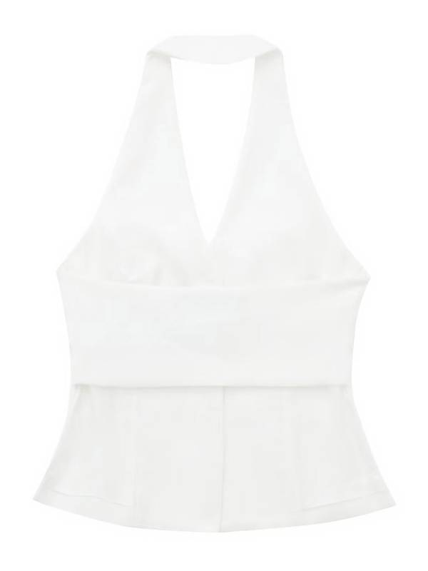 Women V Neck Button-up Backless Party Vest thumb