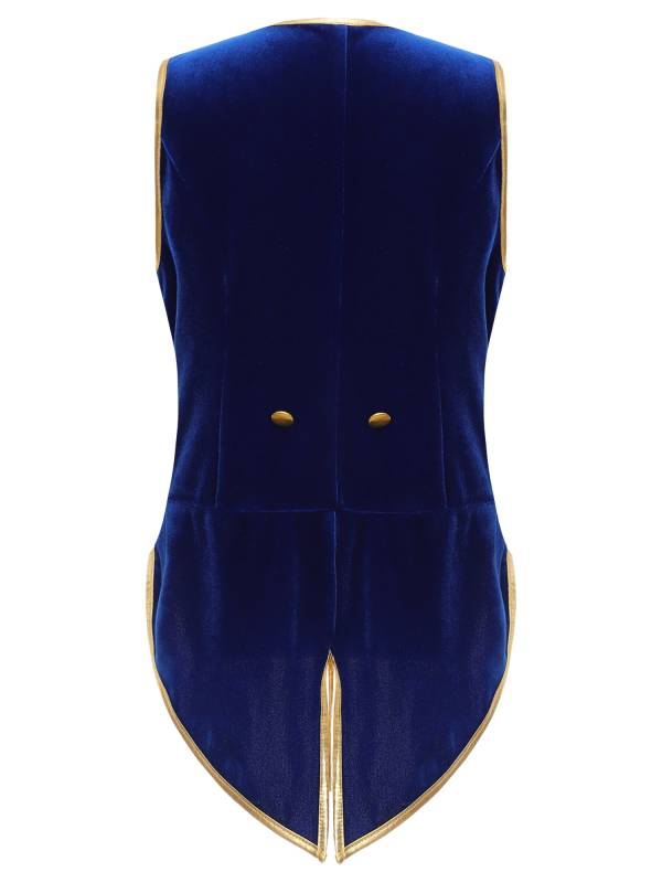 Kids Boy Vintage Medieval Velvet Victorian Gentleman Tuxedo Vest thumb