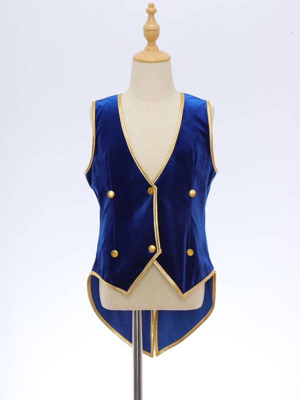 Kids Boy Vintage Medieval Velvet Victorian Gentleman Tuxedo Vest thumb