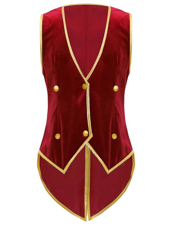 Kids Boy Vintage Medieval Velvet Victorian Gentleman Tuxedo Vest thumb