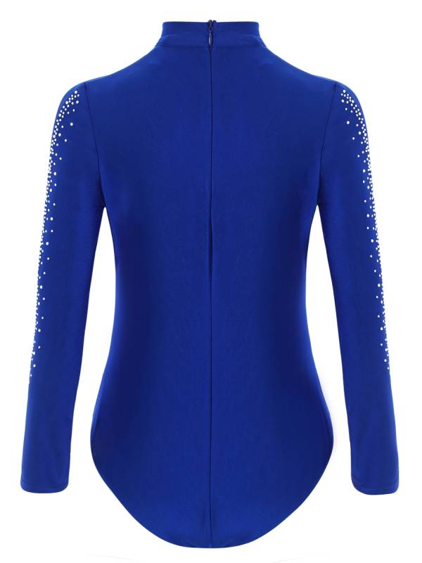 Kids Boys Glittery Rhinestones Long Sleeve Crisscross Front Gymnastics Leotard thumb