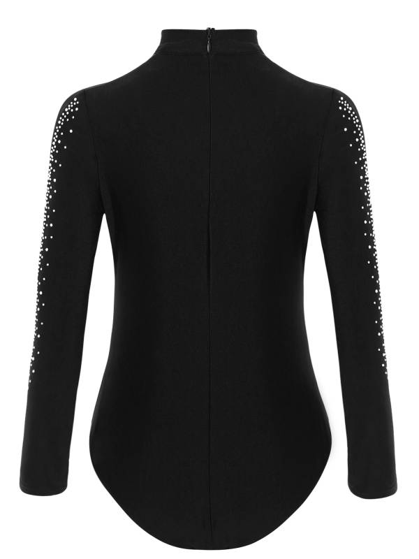 Kids Boys Glittery Rhinestones Long Sleeve Crisscross Front Gymnastics Leotard thumb
