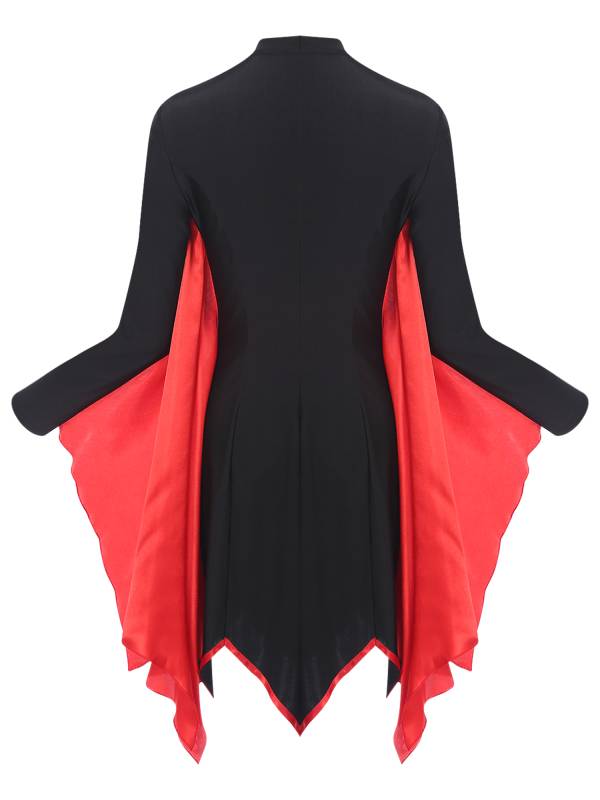 Women Halloween Batwing Sleeve Asymmetrical Mini Dress Vampire Witch Costume thumb