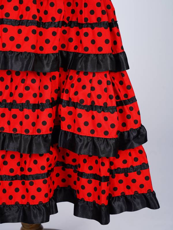 Kids Girls Short Sleeve Tassel V Neck Tiered Ruffles Flamenco Dress thumb