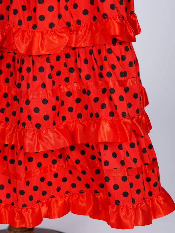 Kids Girls Short Sleeve Tassel V Neck Tiered Ruffles Flamenco Dress thumb