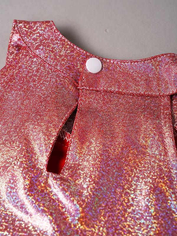 Kids Girls Metallic Sleeveless Halter Neck Jazz Dance Crop Top thumb