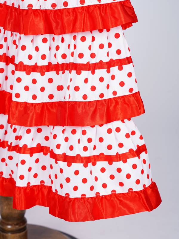 Kids Girls Short Sleeve Tassel V Neck Tiered Ruffles Flamenco Dress thumb
