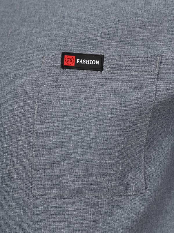 Men Women Stand Collar Short Sleeve Button Chef Shirt thumb