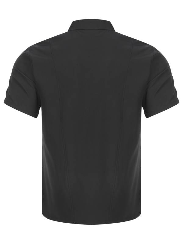 Men Women Stand Collar Short Sleeve Letter Embroidery Chef Shirt thumb