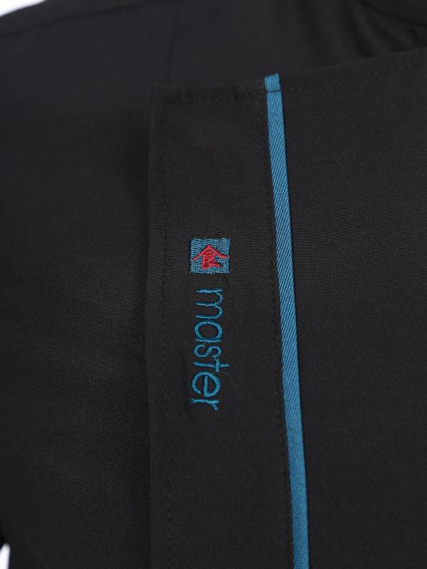 Men Women Stand Collar Short Sleeve Letter Embroidery Chef Shirt thumb