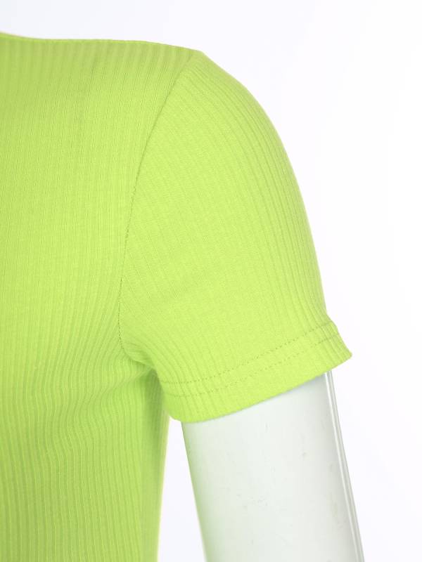 Women Stand Collar Short Sleeve Ribbed Front Zipper Sports Crop Top thumb