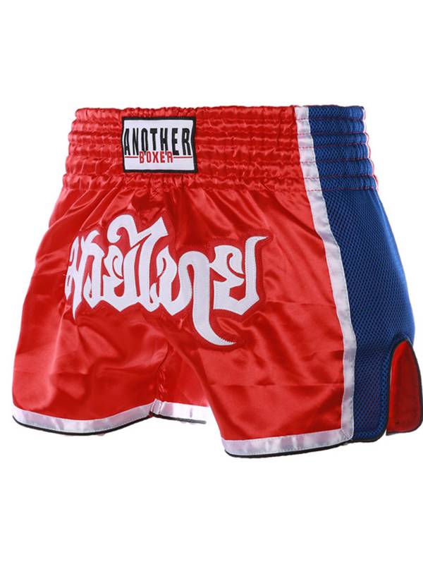 Adults Letter Embroidery Side Slit Color Block Boxing Shorts thumb