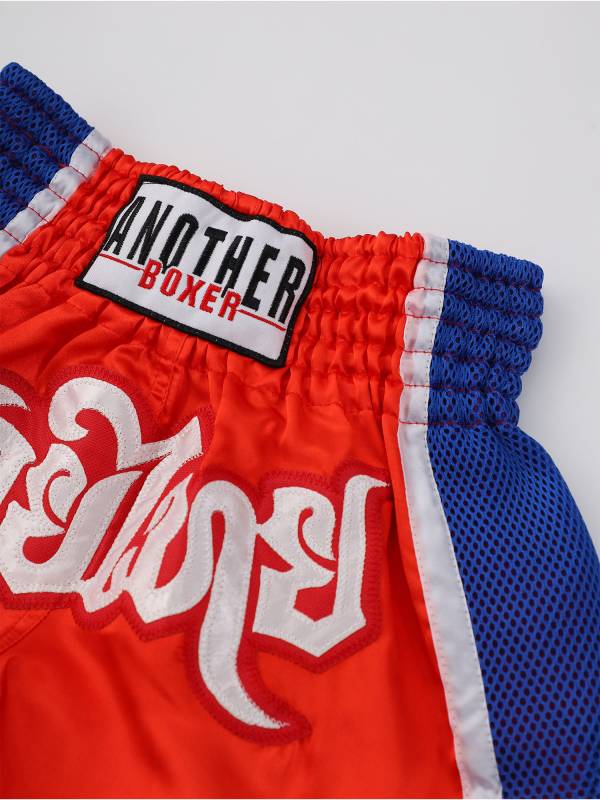 Adults Letter Embroidery Side Slit Color Block Boxing Shorts thumb