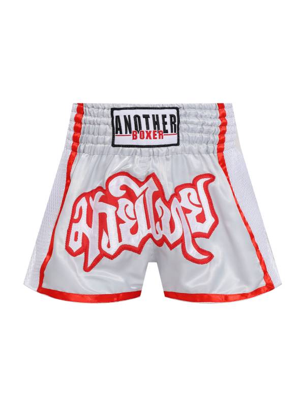 Adults Letter Embroidery Side Slit Color Block Boxing Shorts thumb